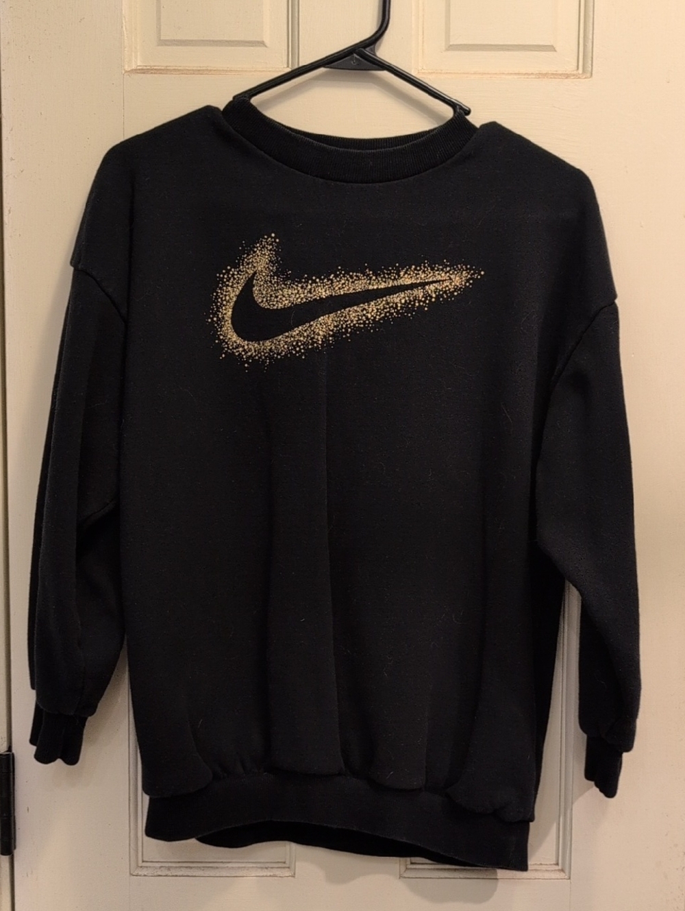 Nike Black Crewneck with Gold Speckled Swoosh